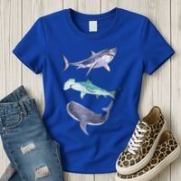 Shark Fans Great White Hammerhead And Whale Shark Lover Women's T-Shirt thumb 3