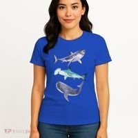 Shark Fans Great White Hammerhead And Whale Shark Lover Women's T-Shirt thumb 4