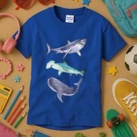 Shark Fans Great White Hammerhead And Whale Shark Lover Kids T-Shirt thumb 3