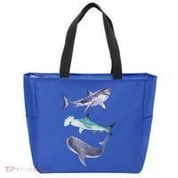 Shark Fans Great White Hammerhead And Whale Shark Lover Tote Bag thumb 0