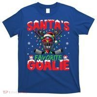 Santa’S Favorite Goalie Christmas Hockey Santa Hat Funny Gift T-Shirt thumb 0
