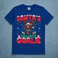 Santa’S Favorite Goalie Christmas Hockey Santa Hat Funny Gift T-Shirt thumb 5