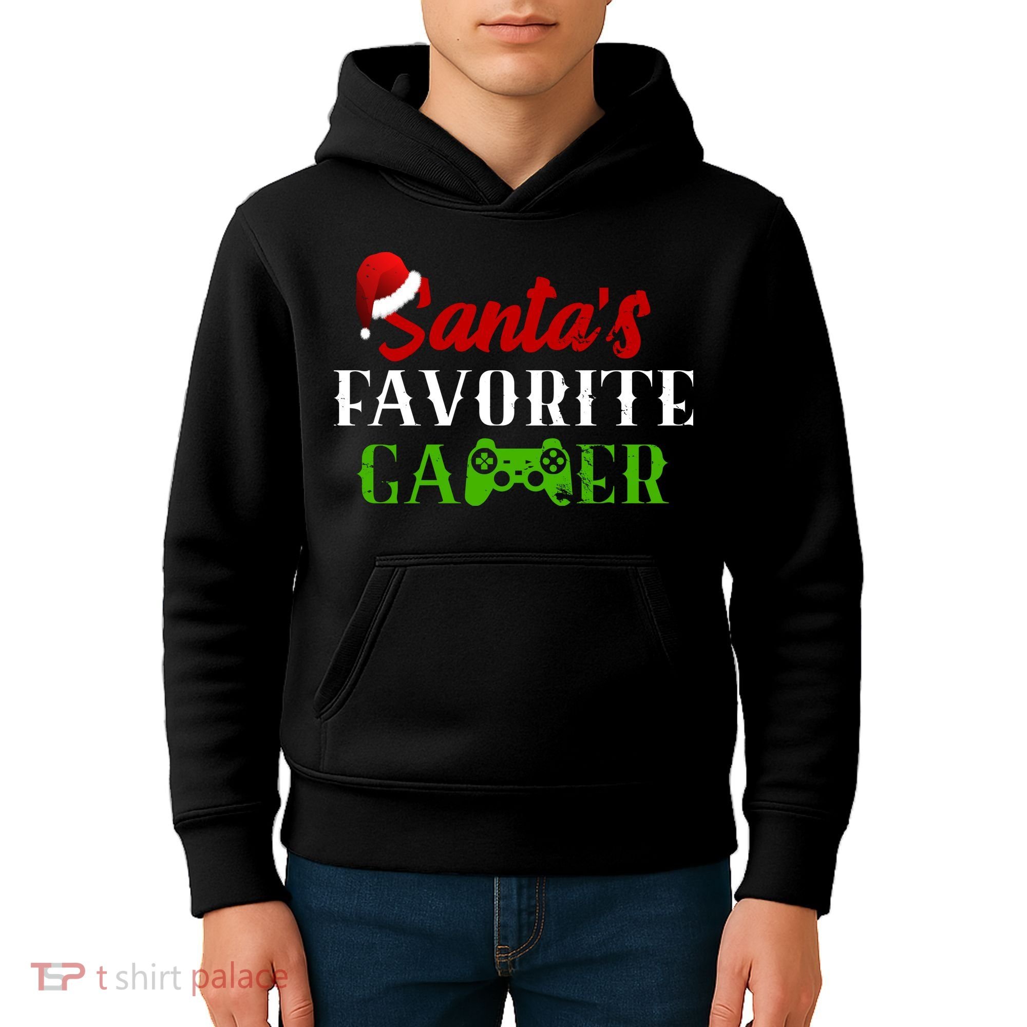 Santa's Favorite Gamer Kids Hoodie