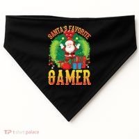 Santa's Favorite Gamer Funny Christmas Gaming USA-Made Doggie Bandana thumb 0
