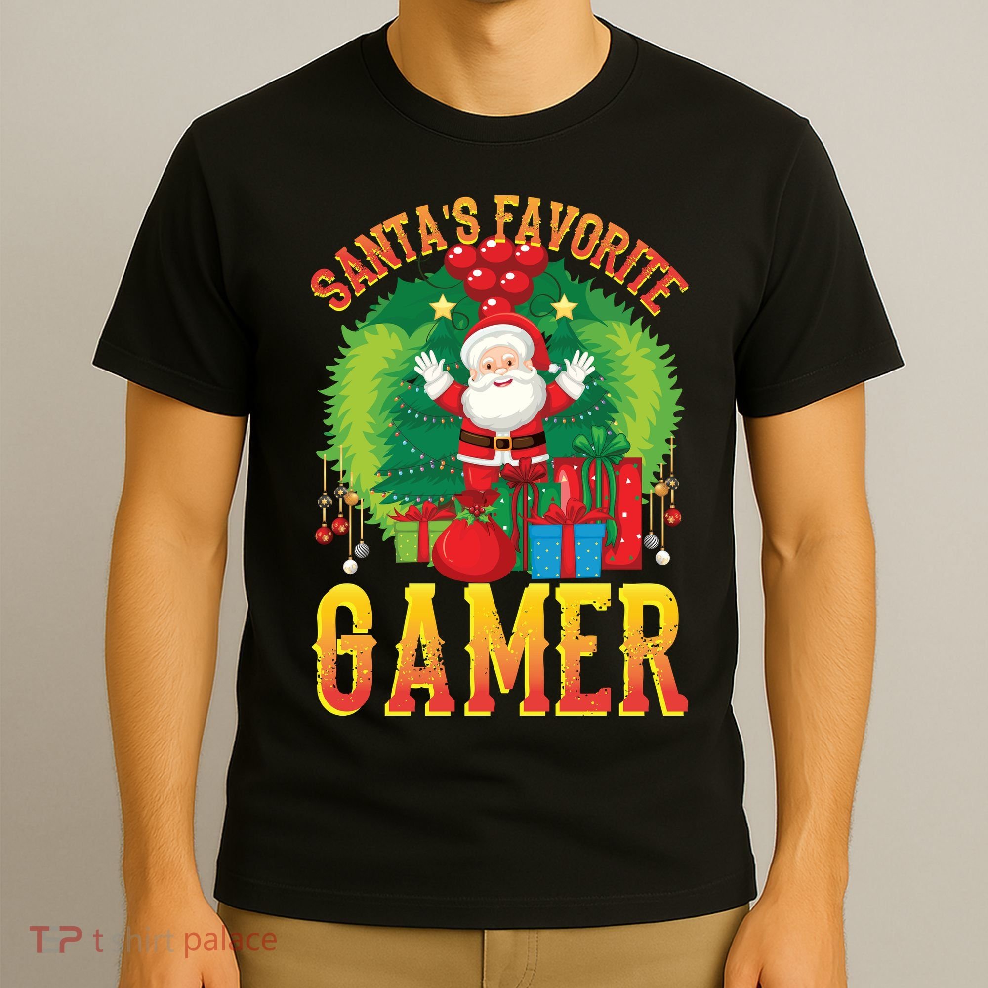 Santa's Favorite Gamer Funny Christmas Gaming T-Shirt
