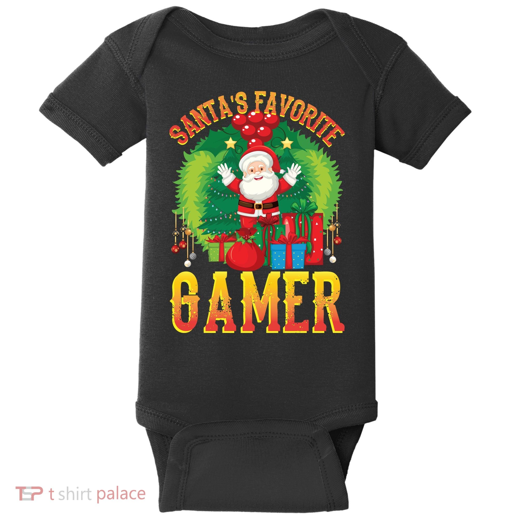 Santa's Favorite Gamer Funny Christmas Gaming Baby Bodysuit