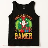 Santa's Favorite Gamer Funny Christmas Gaming Tank Top thumb 2