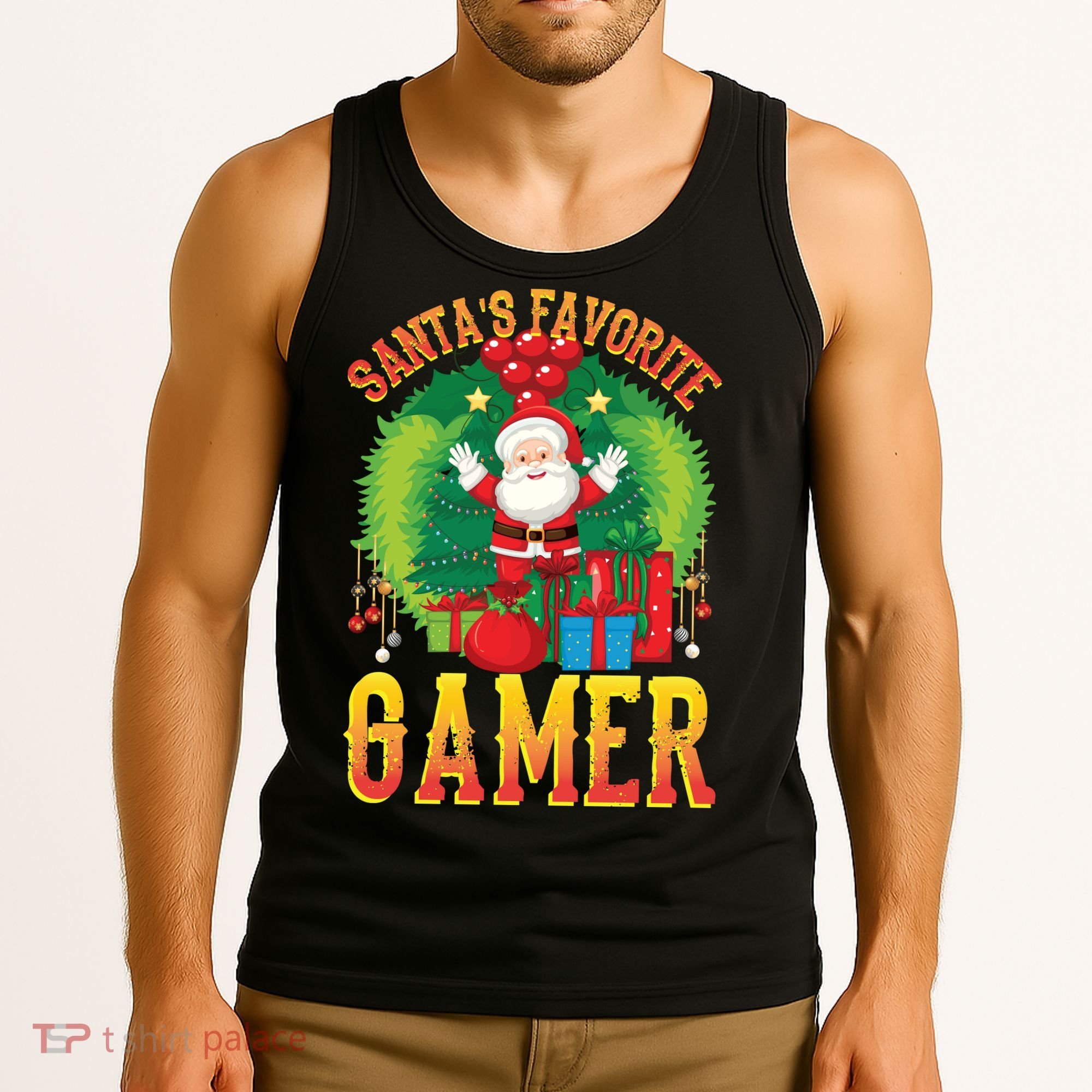 Santa's Favorite Gamer Funny Christmas Gaming Tank Top