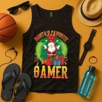 Santa's Favorite Gamer Funny Christmas Gaming Tank Top thumb 4