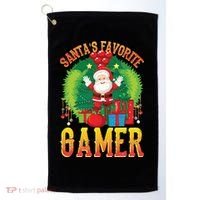 Santa's Favorite Gamer Funny Christmas Gaming Golf Towel thumb 0