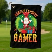 Santa's Favorite Gamer Funny Christmas Gaming Golf Towel thumb 1