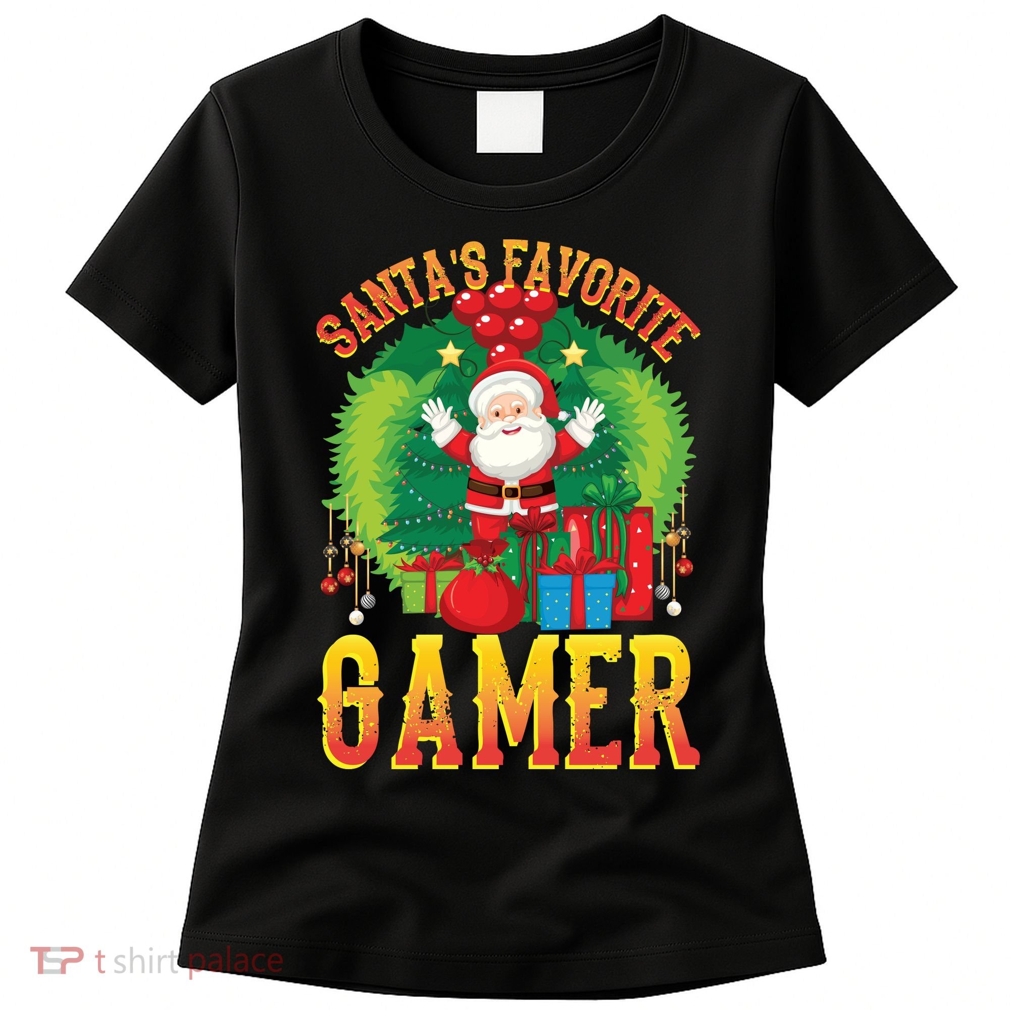 Santa's Favorite Gamer Funny Christmas Gaming Women's T-Shirt