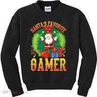 Santa's Favorite Gamer Funny Christmas Gaming Kids Sweatshirt thumb 0