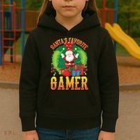 Santa's Favorite Gamer Funny Christmas Gaming Kids Hoodie thumb 3