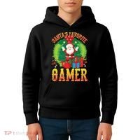Santa's Favorite Gamer Funny Christmas Gaming Kids Hoodie thumb 4