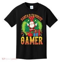 Santa's Favorite Gamer Funny Christmas Gaming Kids T-Shirt thumb 0