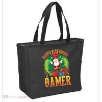 Santa's Favorite Gamer Funny Christmas Gaming Tote Bag thumb 2