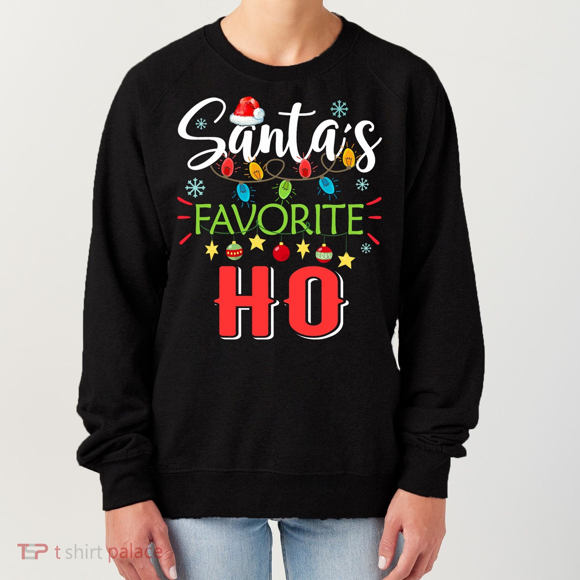 SantaS Favorite Ho Xmas Light Santa Hat Christmas Gift Women's Sweatshirt