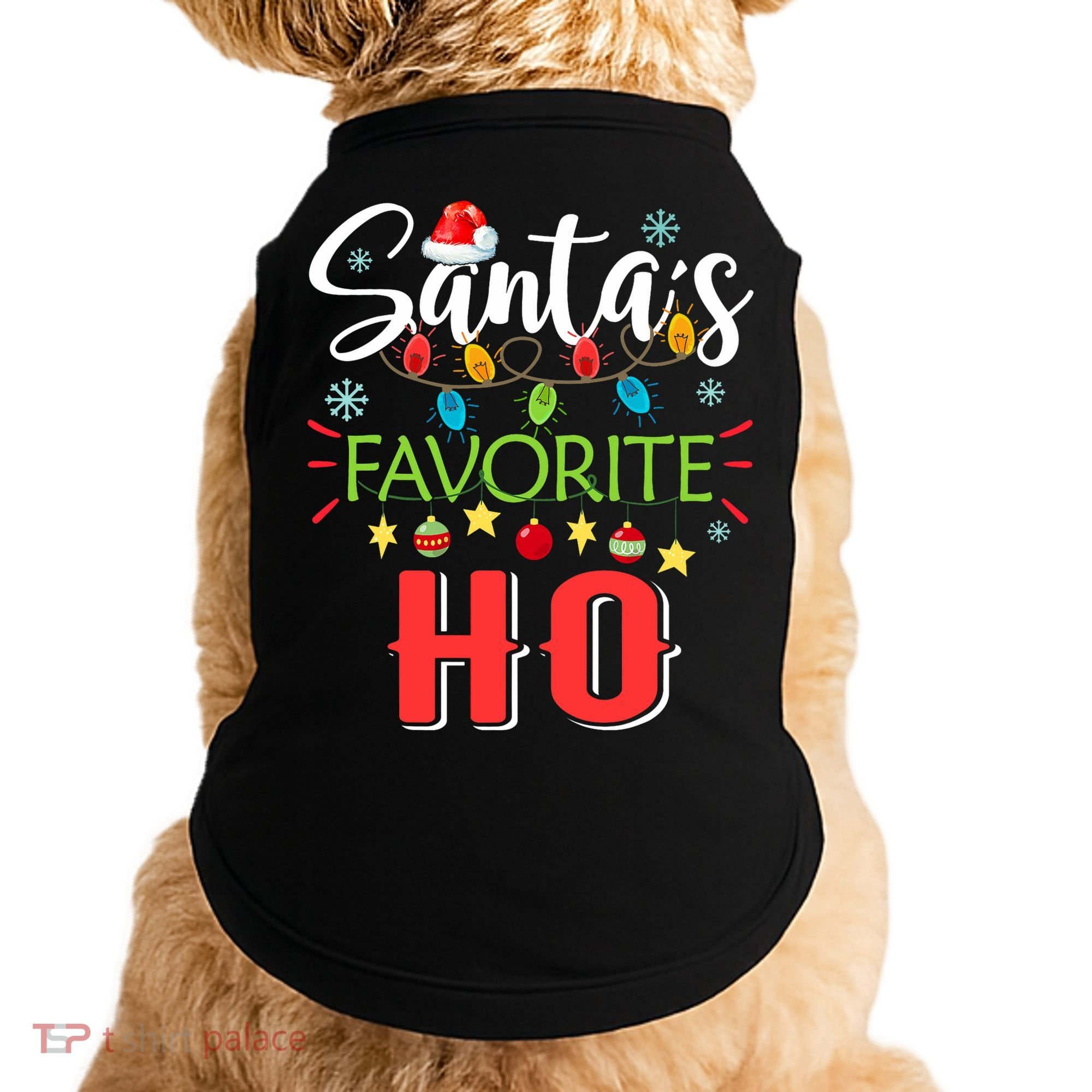 SantaS Favorite Ho Xmas Light Santa Hat Christmas Gift Doggie Tank