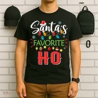 SantaS Favorite Ho Xmas Light Santa Hat Christmas Gift T-Shirt thumb 6