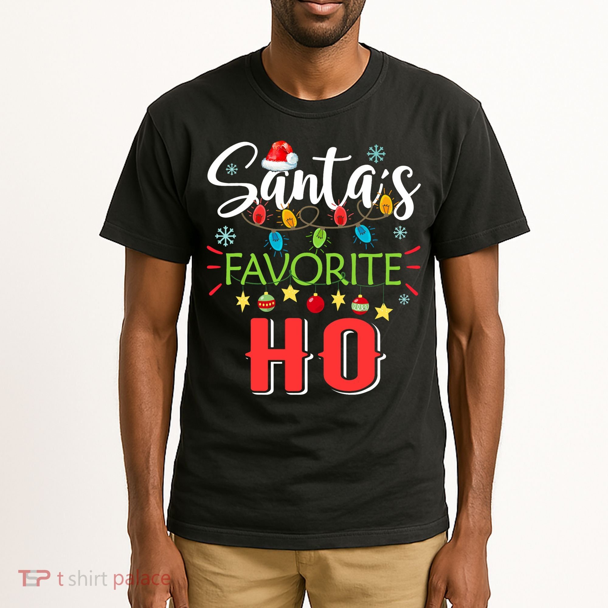 SantaS Favorite Ho Xmas Light Santa Hat Christmas Gift Tall T-Shirt