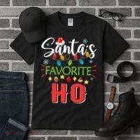 SantaS Favorite Ho Xmas Light Santa Hat Christmas Gift Tall T-Shirt thumb 3