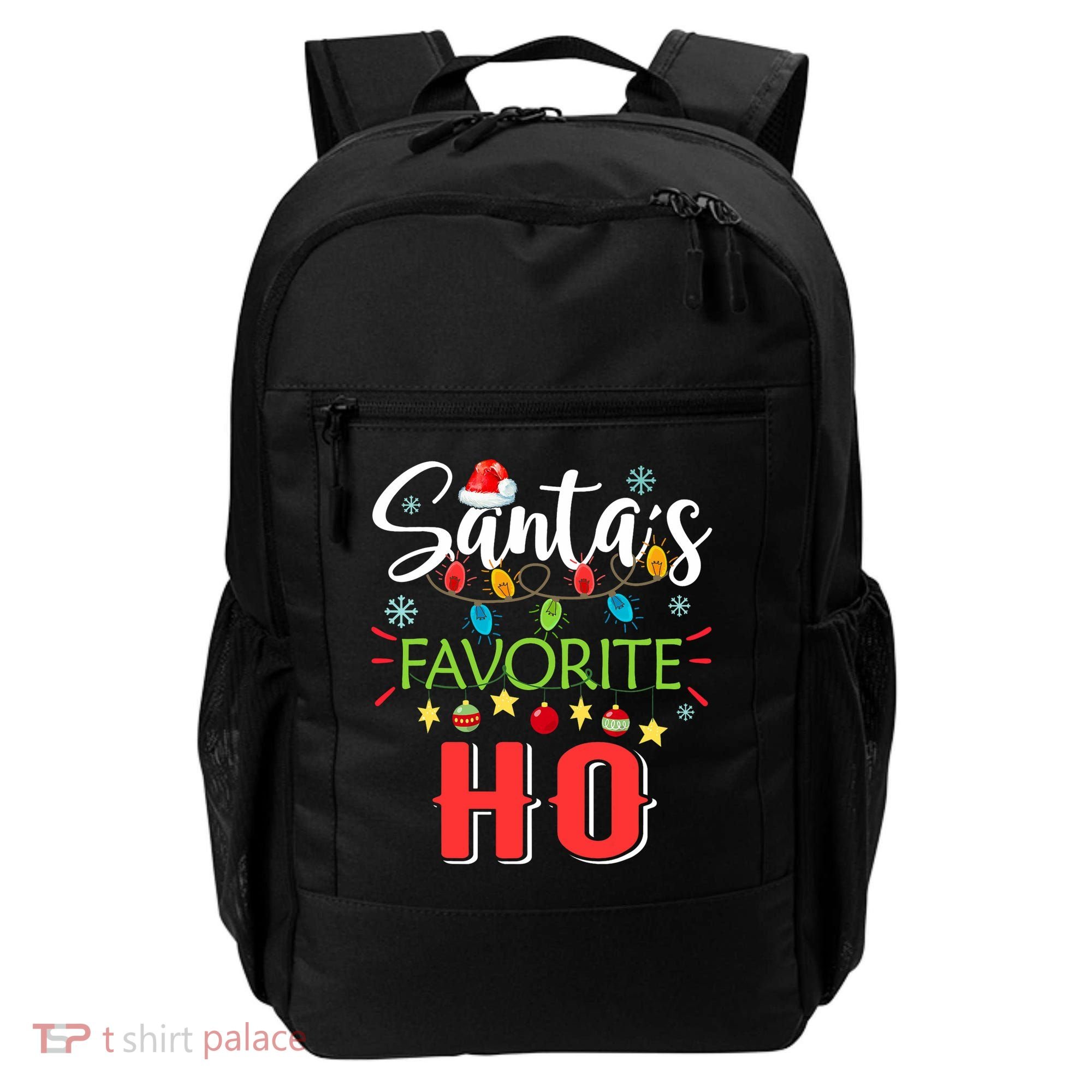 SantaS Favorite Ho Xmas Light Santa Hat Christmas Gift Backpack