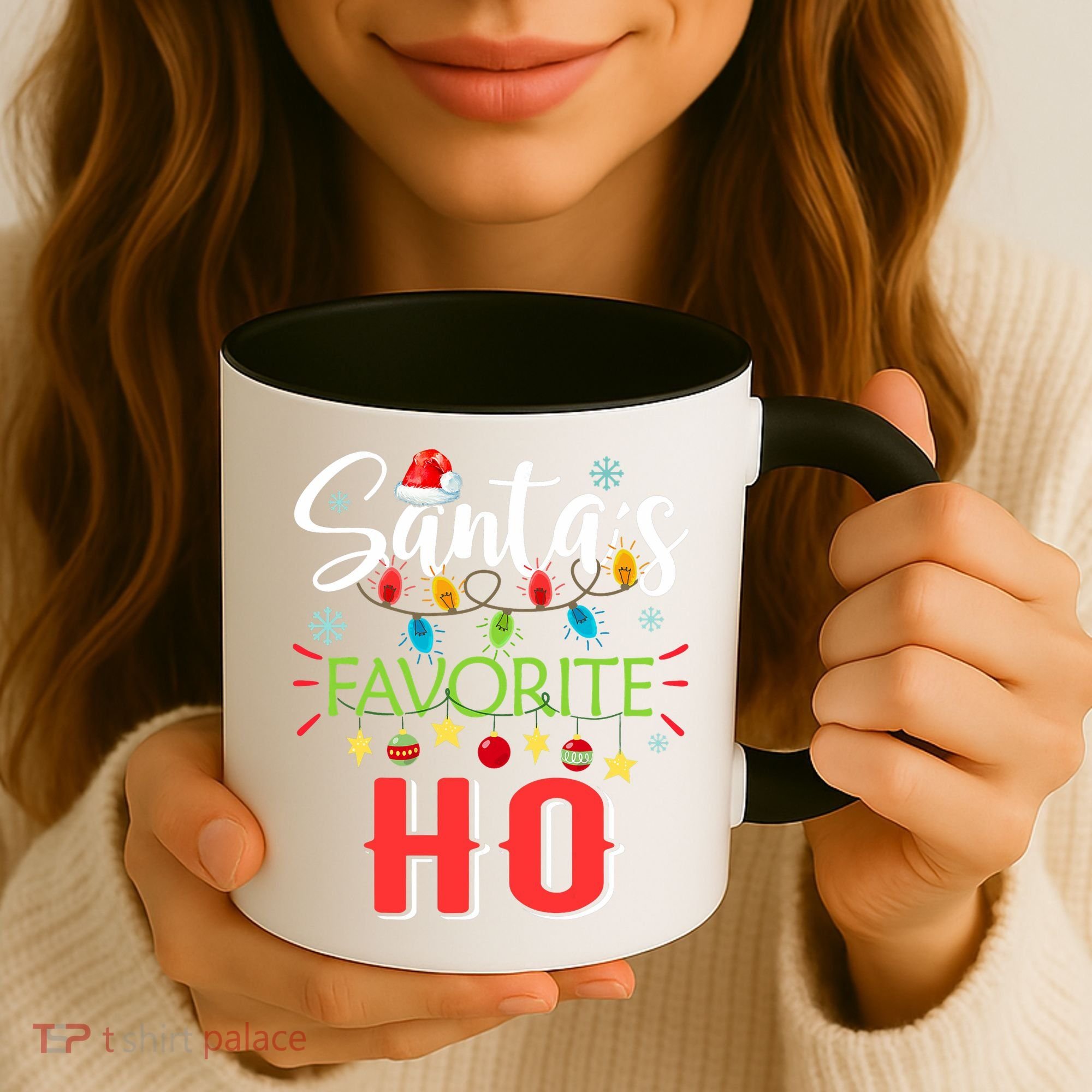 SantaS Favorite Ho Xmas Light Santa Hat Christmas Gift Coffee Mug