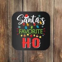SantaS Favorite Ho Xmas Light Santa Hat Christmas Gift Coaster thumb 0