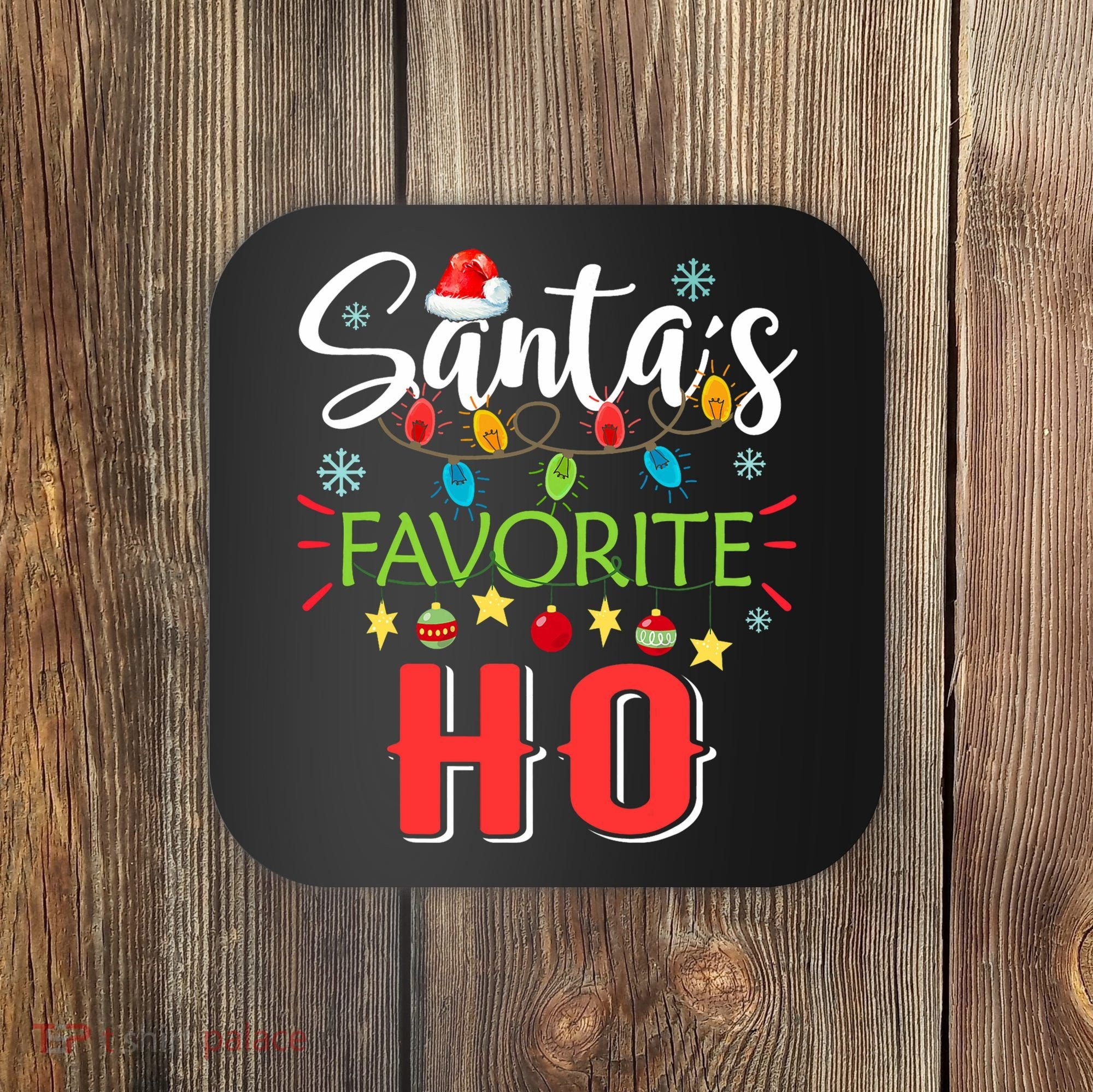 SantaS Favorite Ho Xmas Light Santa Hat Christmas Gift Coaster