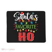 SantaS Favorite Ho Xmas Light Santa Hat Christmas Gift Mousepad thumb 0