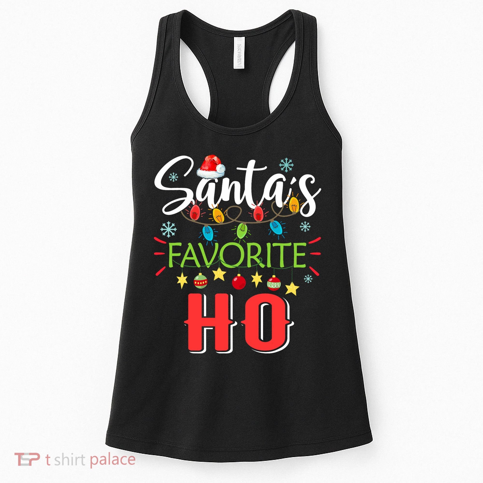 SantaS Favorite Ho Xmas Light Santa Hat Christmas Gift Women's Tank Top