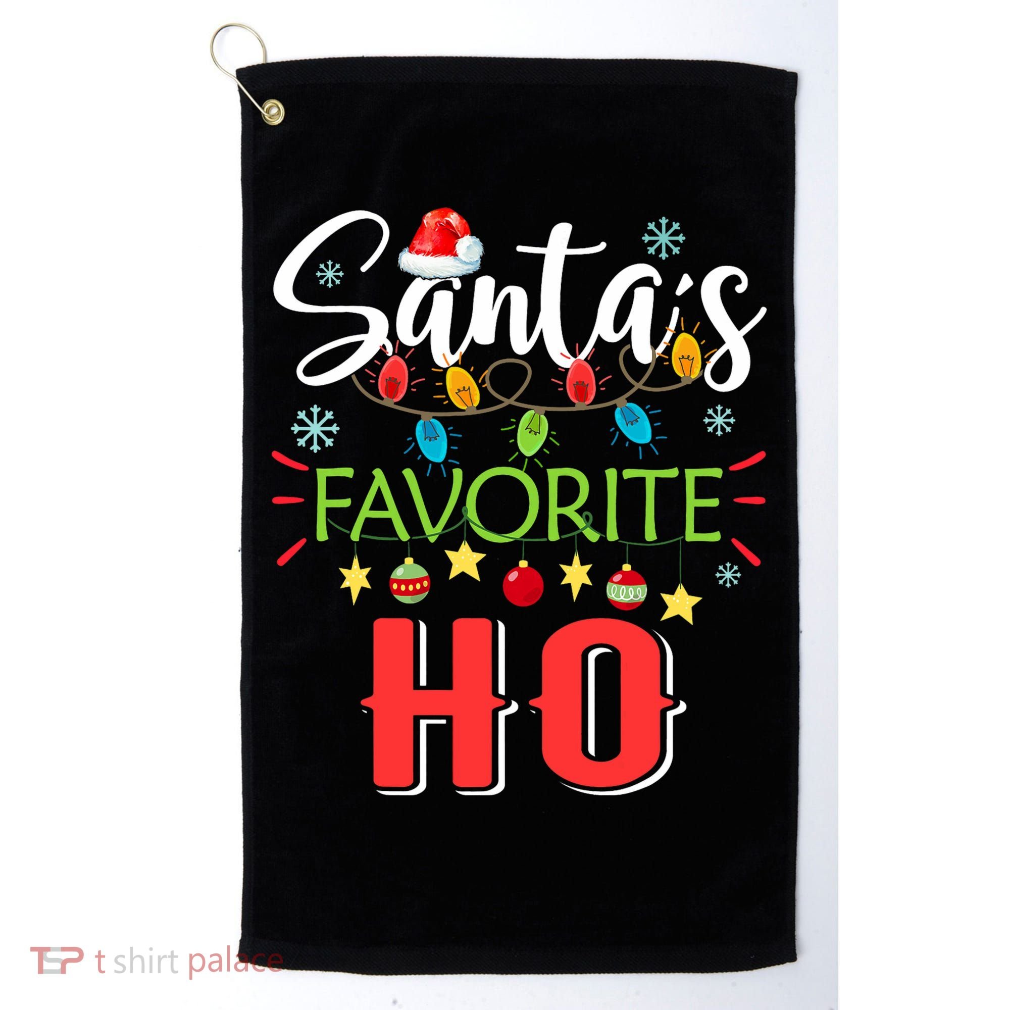 SantaS Favorite Ho Xmas Light Santa Hat Christmas Gift Golf Towel