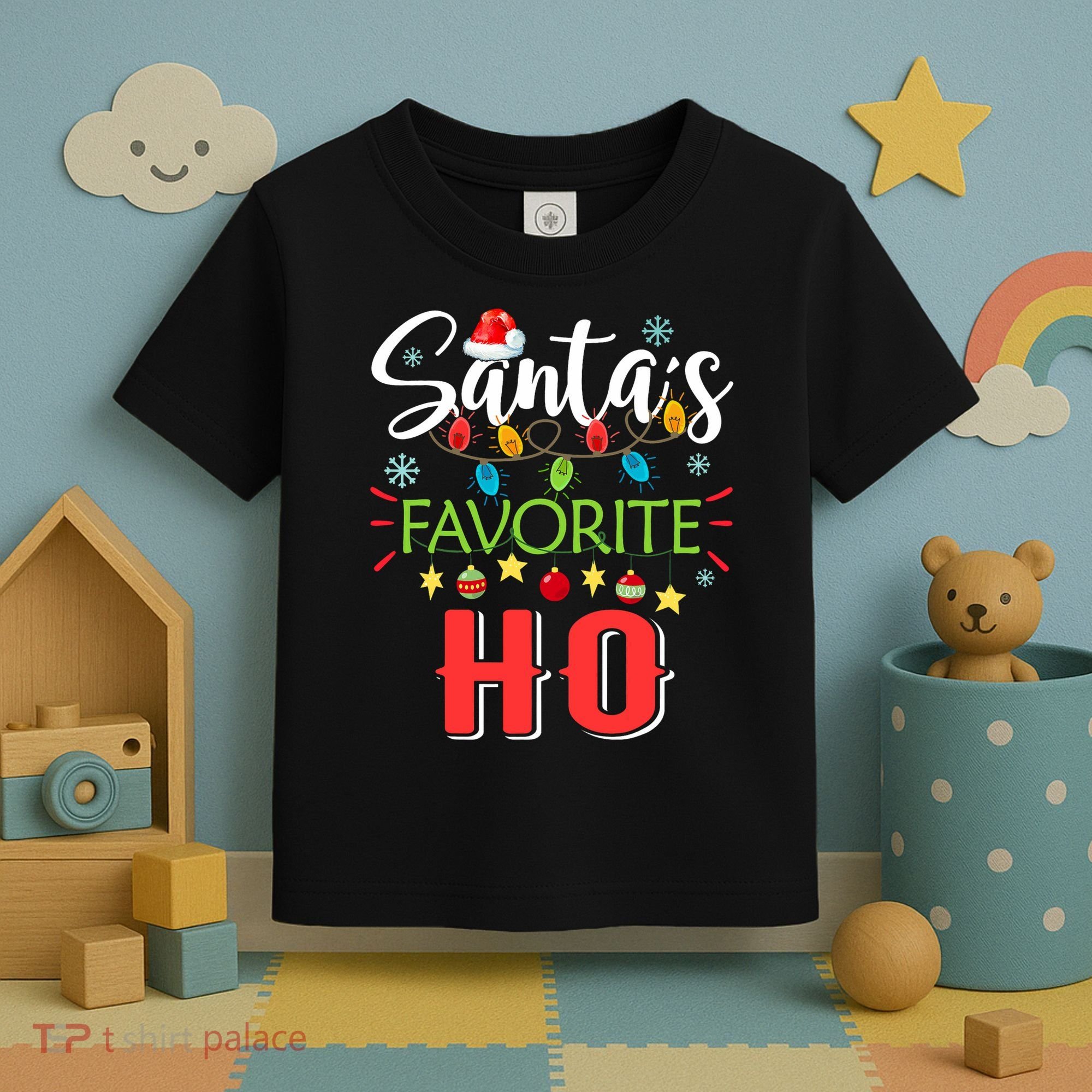 SantaS Favorite Ho Xmas Light Santa Hat Christmas Gift Toddler T-Shirt