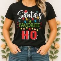 SantaS Favorite Ho Xmas Light Santa Hat Christmas Gift Women's T-Shirt thumb 2