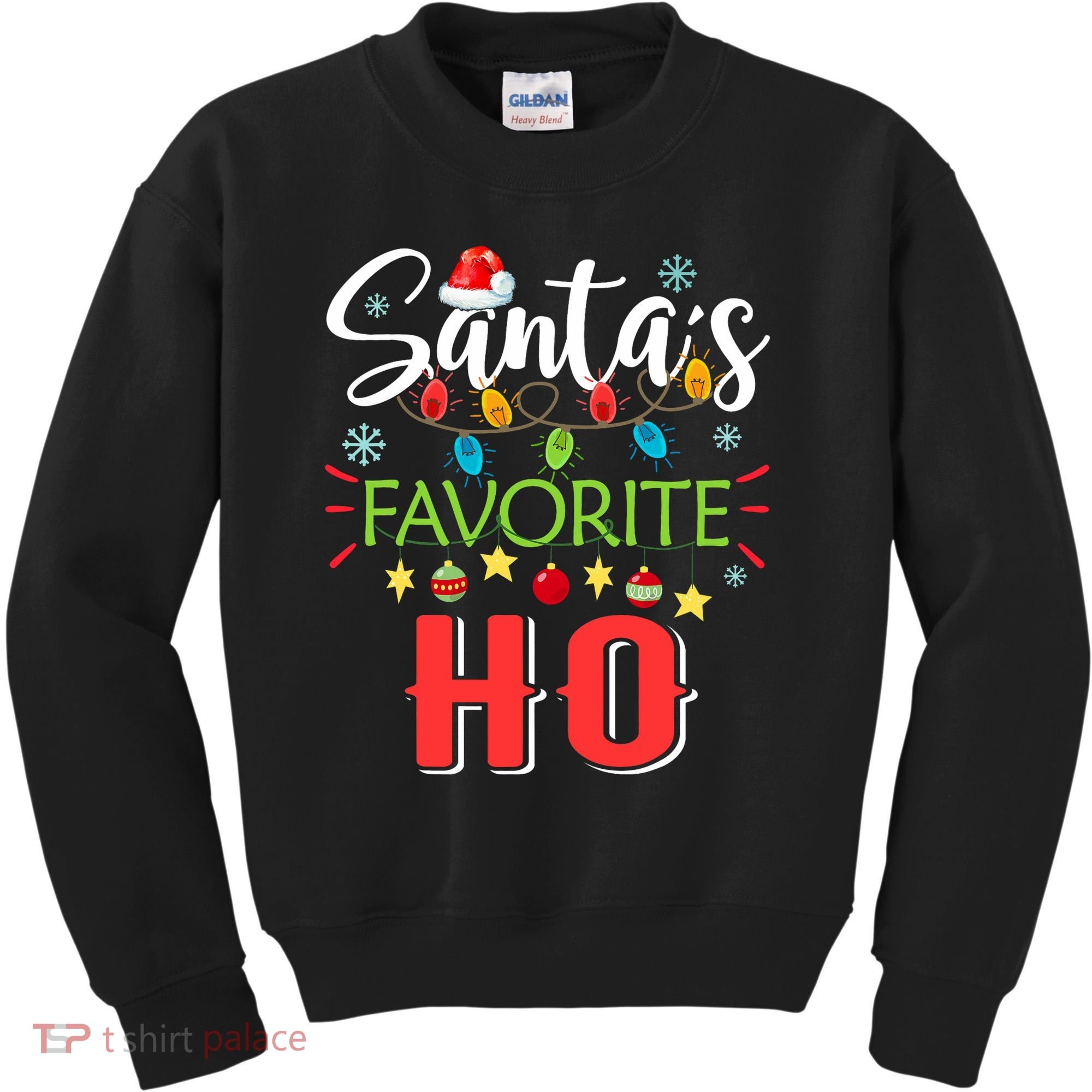 SantaS Favorite Ho Xmas Light Santa Hat Christmas Gift Kids Sweatshirt