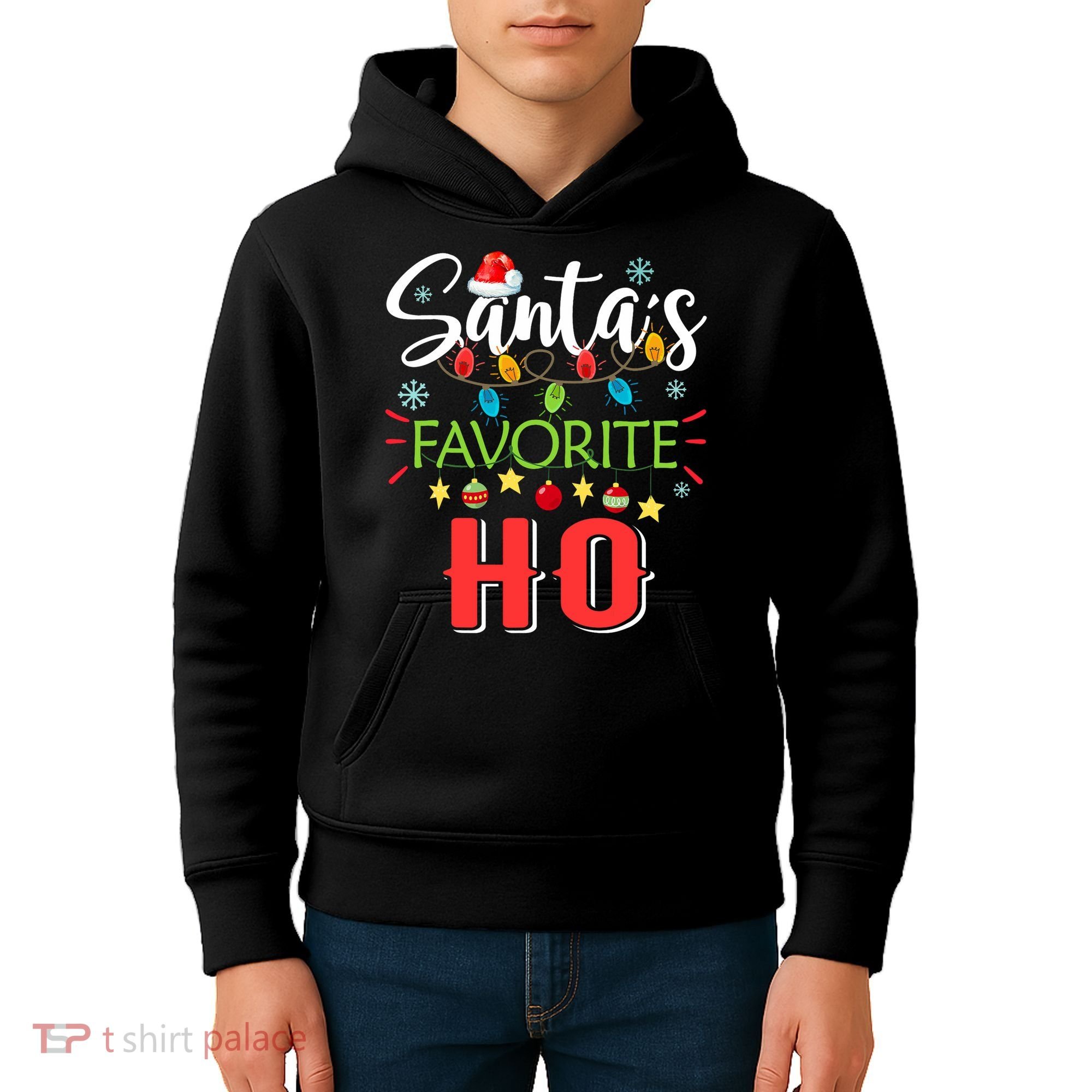 SantaS Favorite Ho Xmas Light Santa Hat Christmas Gift Kids Hoodie