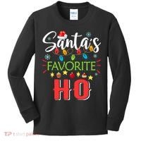 SantaS Favorite Ho Xmas Light Santa Hat Christmas Gift Kids Long Sleeve Shirt thumb 0