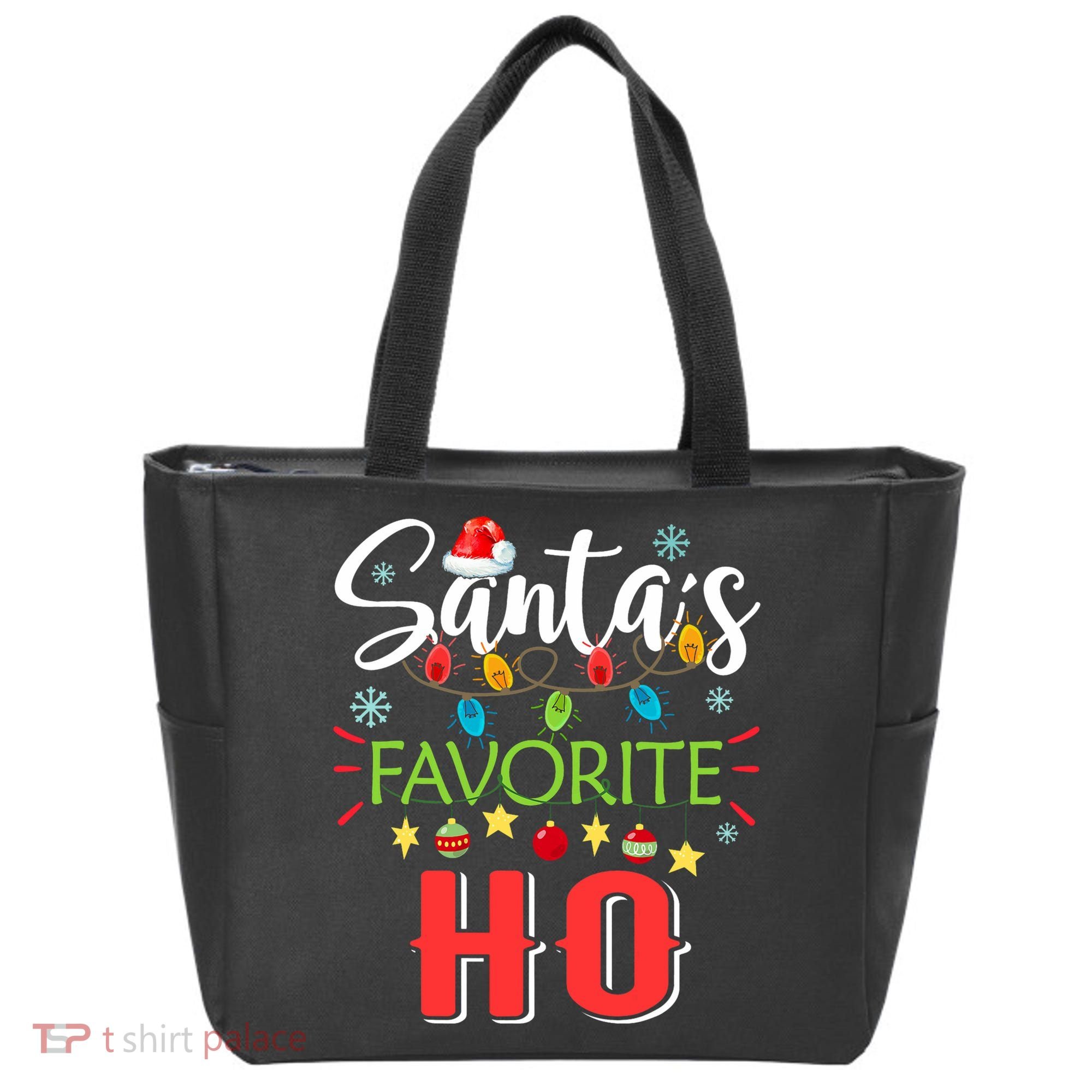 SantaS Favorite Ho Xmas Light Santa Hat Christmas Gift Tote Bag