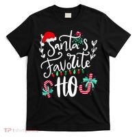 Santas Favorite Ho Funny Christmas Santa Hat Xmas Pajamas T-Shirt thumb 0