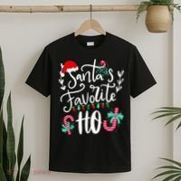 Santas Favorite Ho Funny Christmas Santa Hat Xmas Pajamas T-Shirt thumb 2