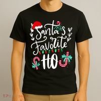 Santas Favorite Ho Funny Christmas Santa Hat Xmas Pajamas T-Shirt thumb 3
