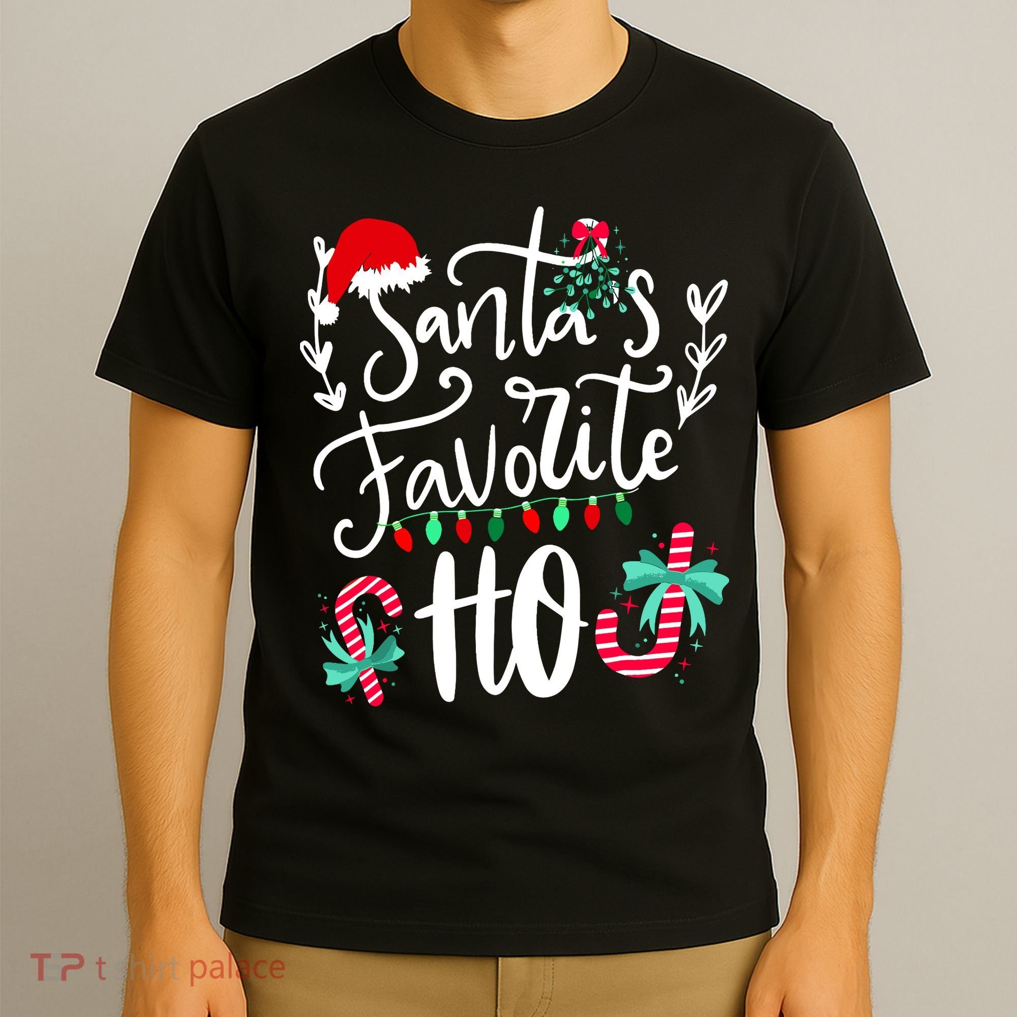 Santas Favorite Ho Funny Christmas Santa Hat Xmas Pajamas T-Shirt