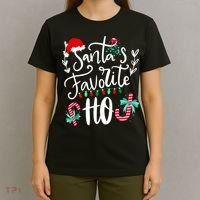 Santas Favorite Ho Funny Christmas Santa Hat Xmas Pajamas T-Shirt thumb 4