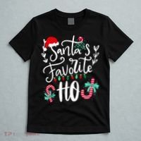 Santas Favorite Ho Funny Christmas Santa Hat Xmas Pajamas T-Shirt thumb 5