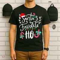 Santas Favorite Ho Funny Christmas Santa Hat Xmas Pajamas T-Shirt thumb 6