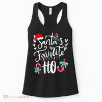 Santas Favorite Ho Funny Christmas Santa Hat Xmas Pajamas Women's Tank Top thumb 0