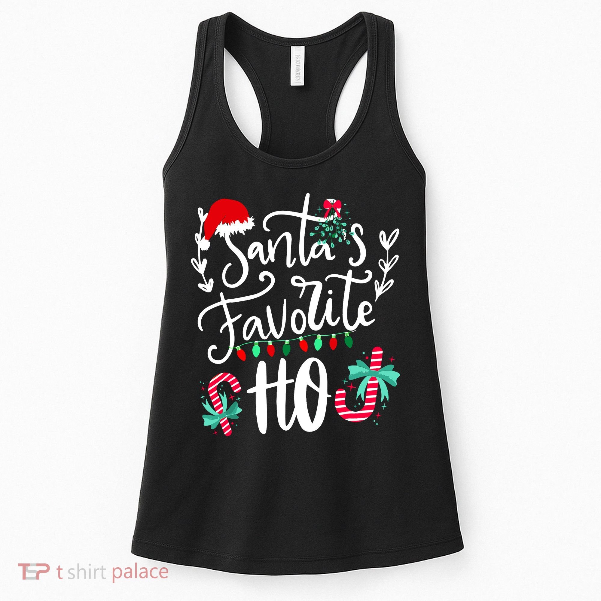 Santas Favorite Ho Funny Christmas Santa Hat Xmas Pajamas Women's Tank Top