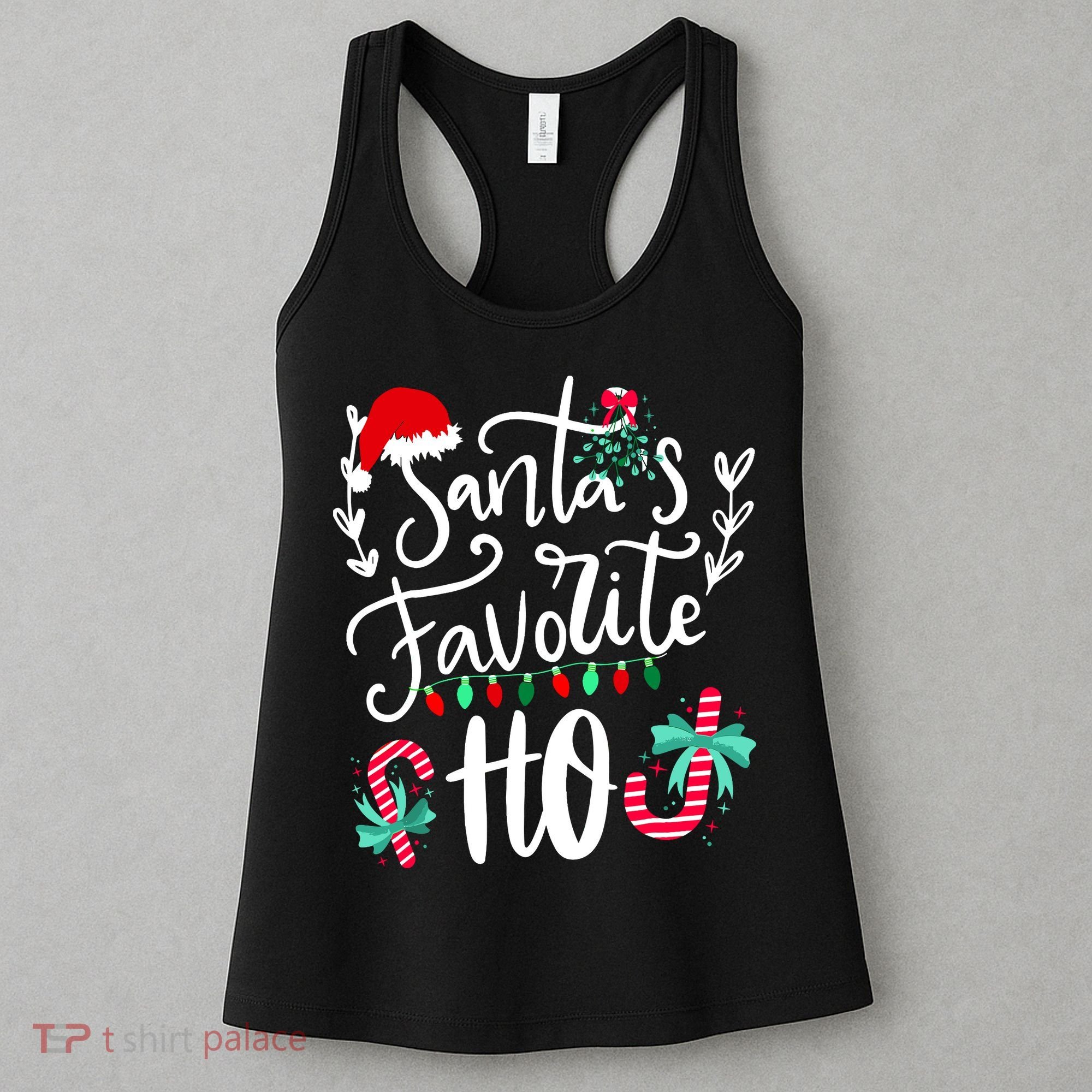 Santas Favorite Ho Funny Christmas Santa Hat Xmas Pajamas Women's Tank Top
