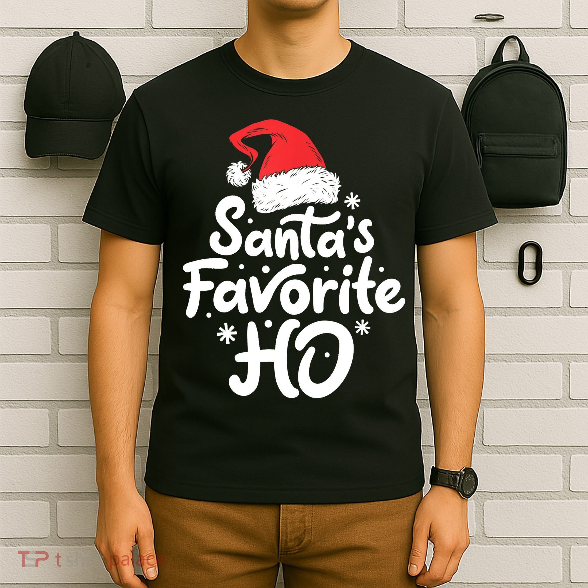 Santa's Favorite Ho Funny Christmas Women Xmas Santa Hat TShirt T-Shirt